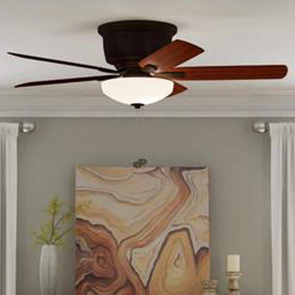 Holly Springs Low Profile 52 in. LED Indoor Oil - Rubbed Bronze Ceiling Fan with Light Kit - Stu's Home Improvement Outlet