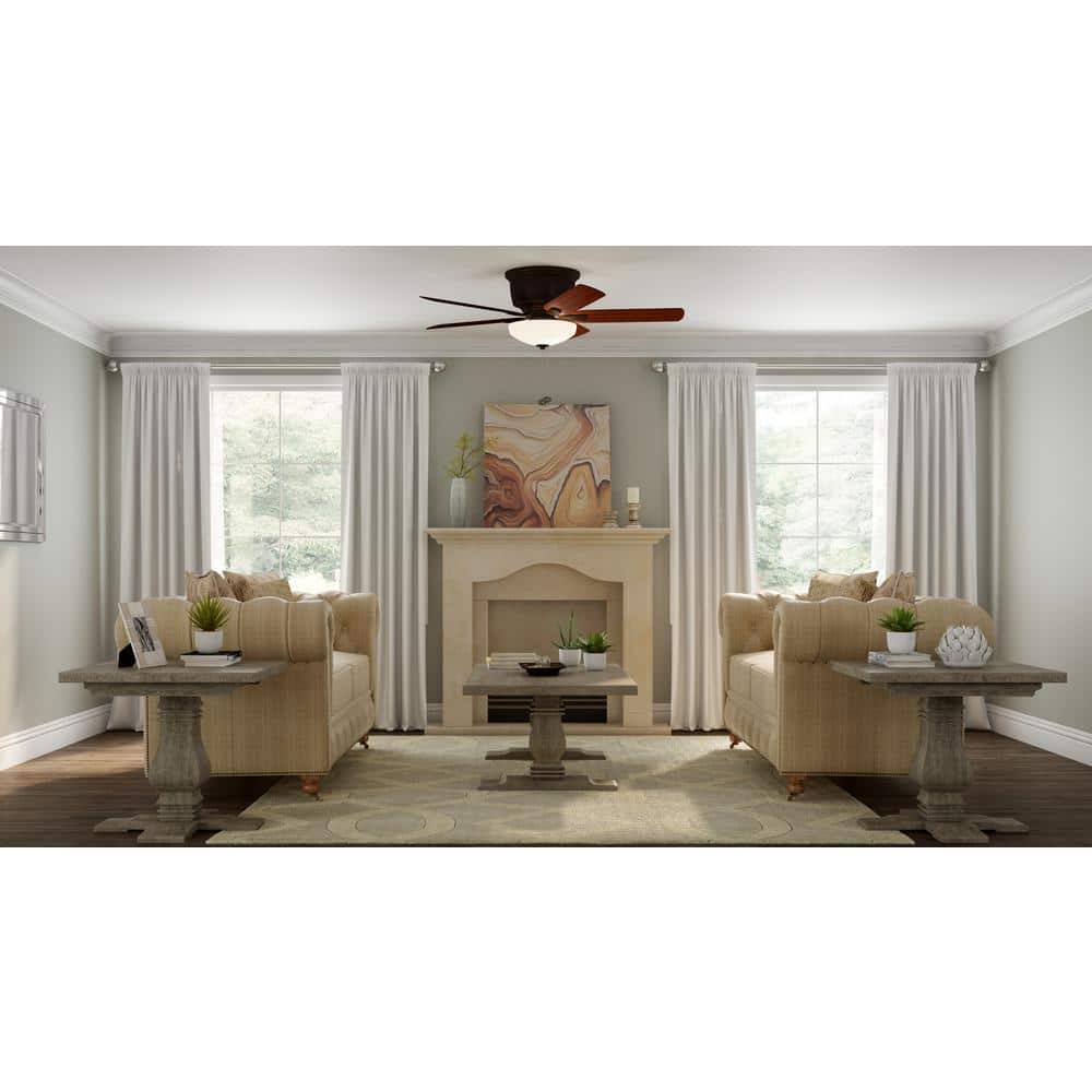 Holly Springs Low Profile 52 in. LED Indoor Oil - Rubbed Bronze Ceiling Fan with Light Kit - Stu's Home Improvement Outlet