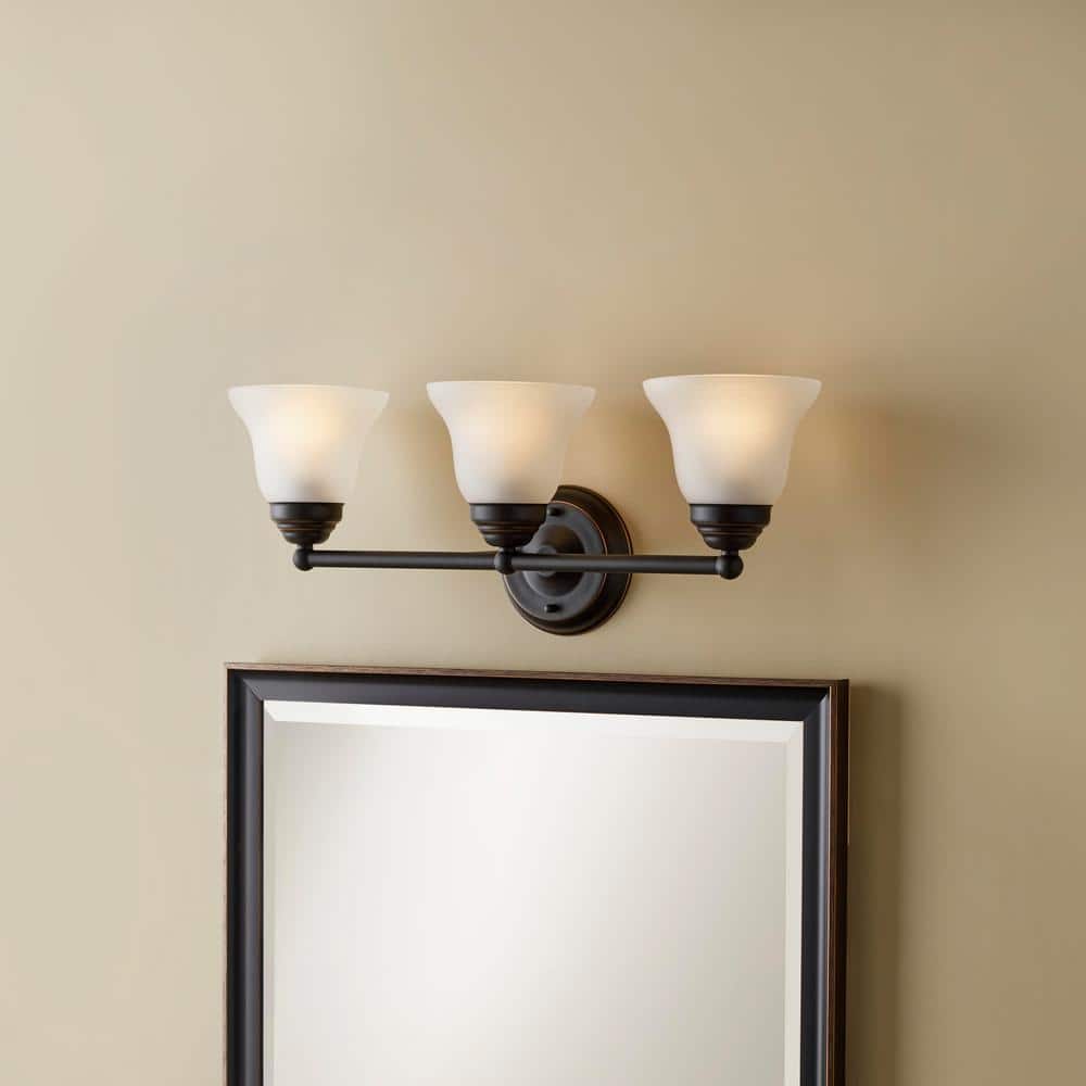 Ashhurst 3-Light Oil Rubbed Bronze Vanity Light with Frosted Glass Shades