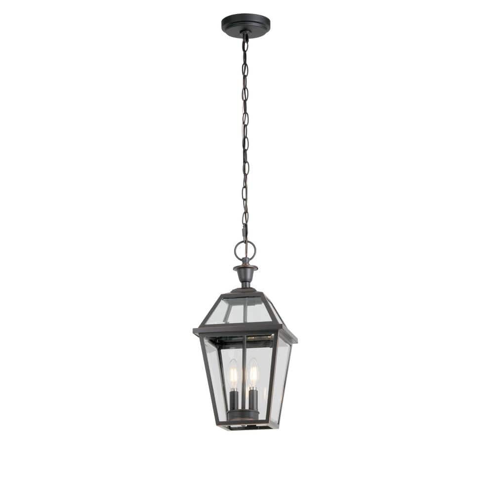 Glenneyre 2 - Light Oil - Rubbed Bronze French Quarter Gas Style Outdoor Hanging Pendant Light with Clear Glass - Stu's Home Improvement Outlet
