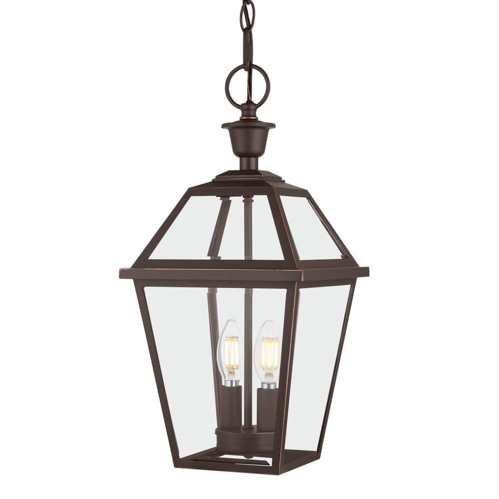 Glenneyre 2 - Light Oil - Rubbed Bronze French Quarter Gas Style Outdoor Hanging Pendant Light with Clear Glass - Stu's Home Improvement Outlet