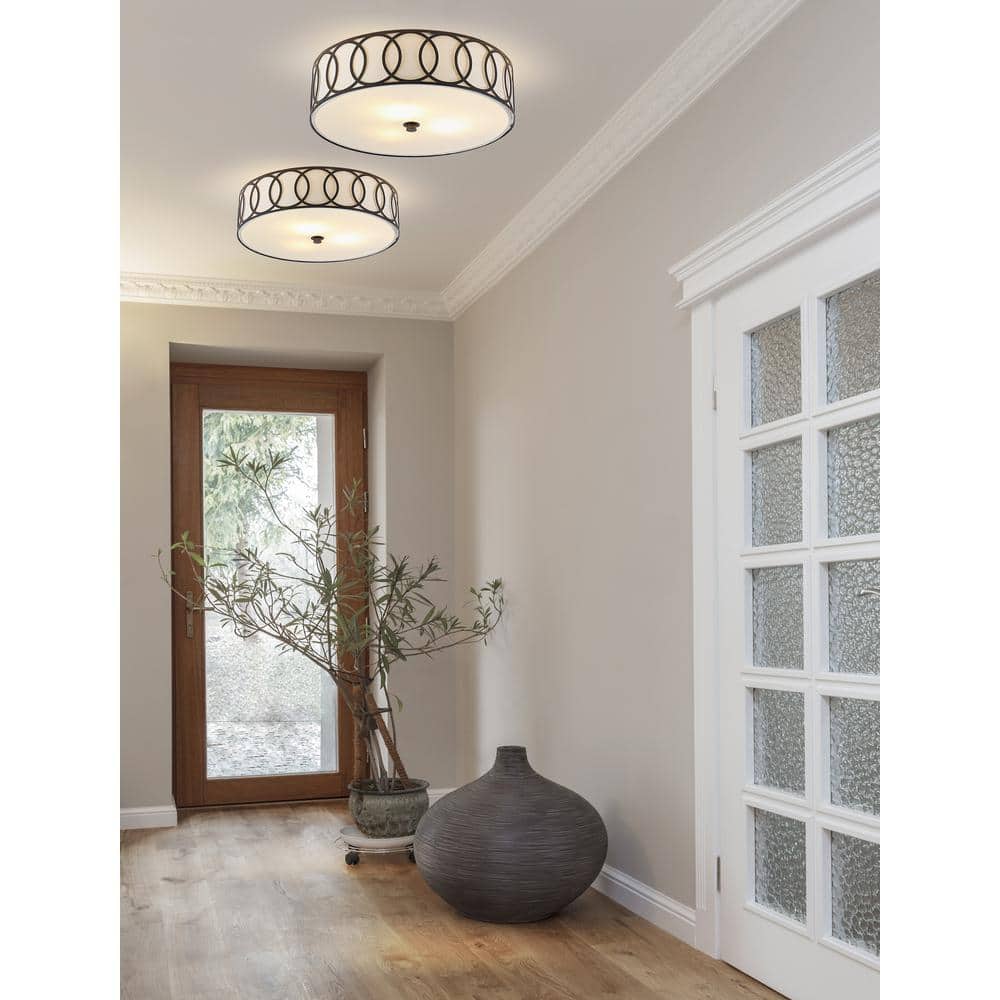 Aubrey 15.5 in. 3 - Light Oil Rubbed Bronze Black Metal LED Flush Mount - Stu's Home Improvement Outlet