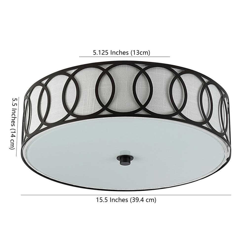 Aubrey 15.5 in. 3 - Light Oil Rubbed Bronze Black Metal LED Flush Mount - Stu's Home Improvement Outlet