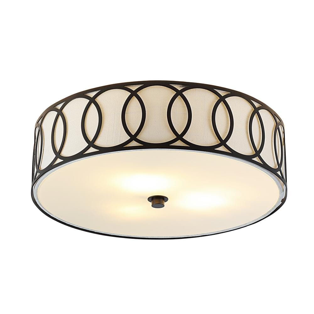 Aubrey 15.5 in. 3 - Light Oil Rubbed Bronze Black Metal LED Flush Mount - Stu's Home Improvement Outlet