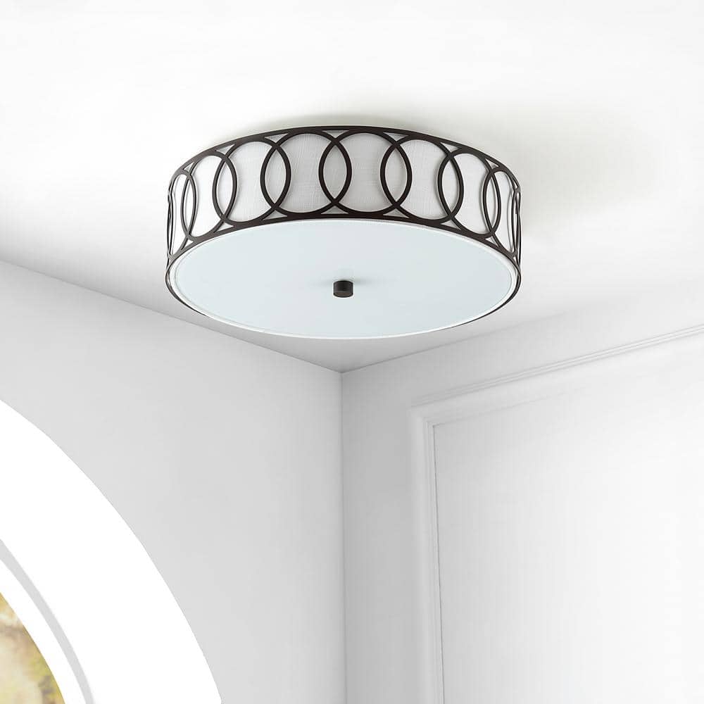 Aubrey 15.5 in. 3 - Light Oil Rubbed Bronze Black Metal LED Flush Mount - Stu's Home Improvement Outlet