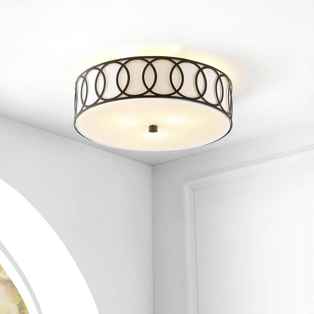 Aubrey 15.5 in. 3 - Light Oil Rubbed Bronze Black Metal LED Flush Mount - Stu's Home Improvement Outlet