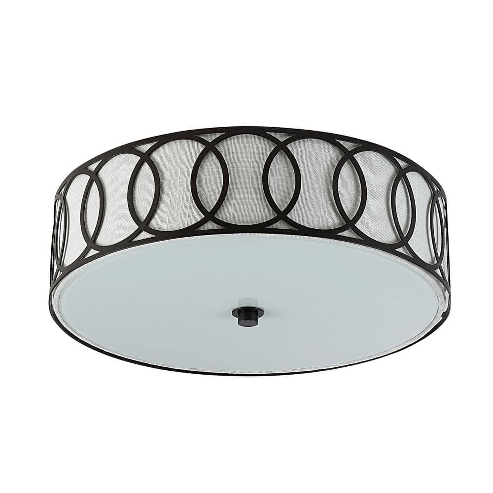 Aubrey 15.5 in. 3 - Light Oil Rubbed Bronze Black Metal LED Flush Mount - Stu's Home Improvement Outlet