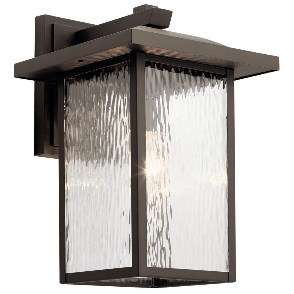 Capanna 16 in. 1-Light Olde Bronze Outdoor Light Wall Sconce with Clear Water Glass (1-Pack)