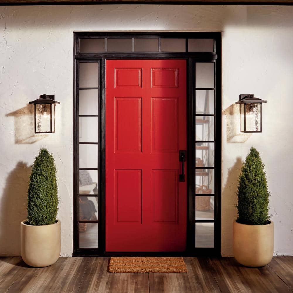 Capanna 16 in. 1-Light Olde Bronze Outdoor Light Wall Sconce with Clear Water Glass (1-Pack)
