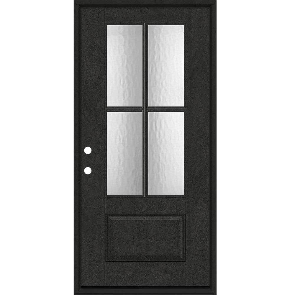Regency 36 in. x 80 in. 3/4 Lite 4 SDL Oasis Decorative Glass RHIS Prefinished Onyx Fiberglass Prehung Front Door