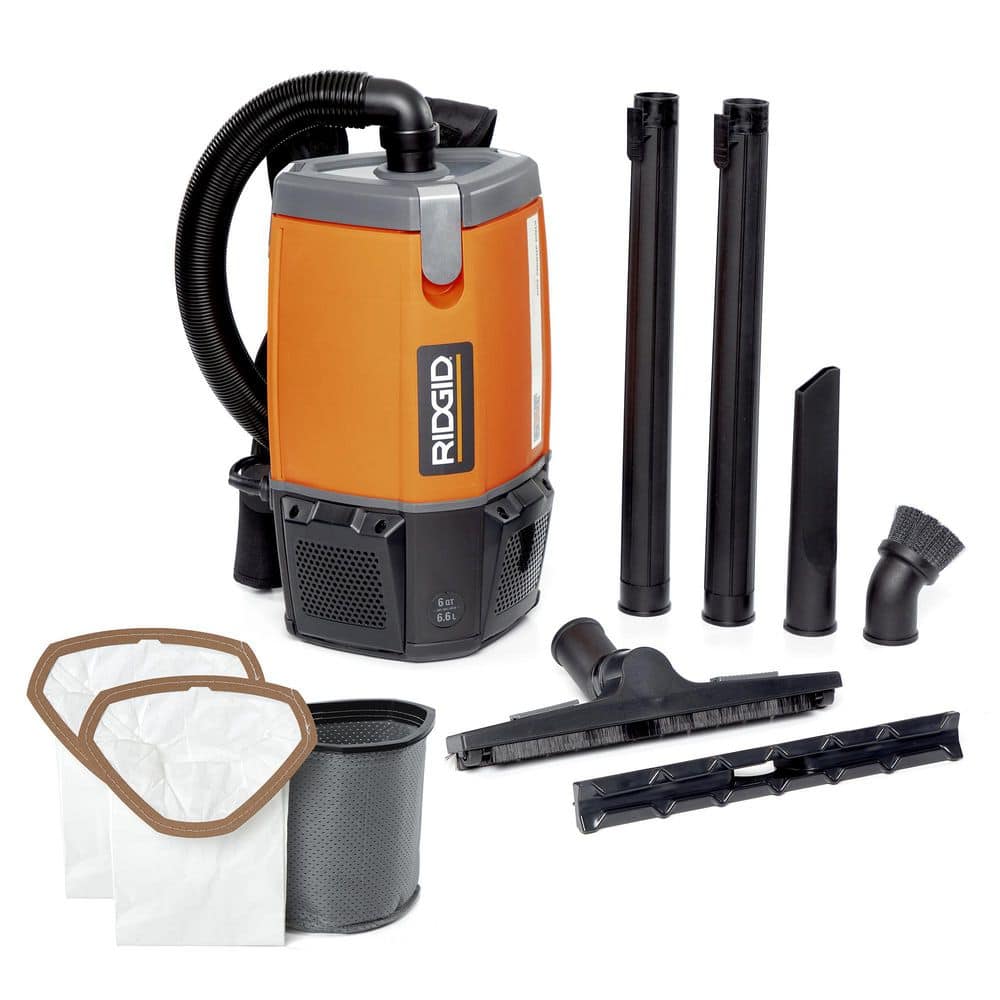 RIDGID 6 Qt. NXT Backpack Vacuum Cleaner with Filters and Locking Accessories for Dry Applications - Stu's Home Improvement Outlet