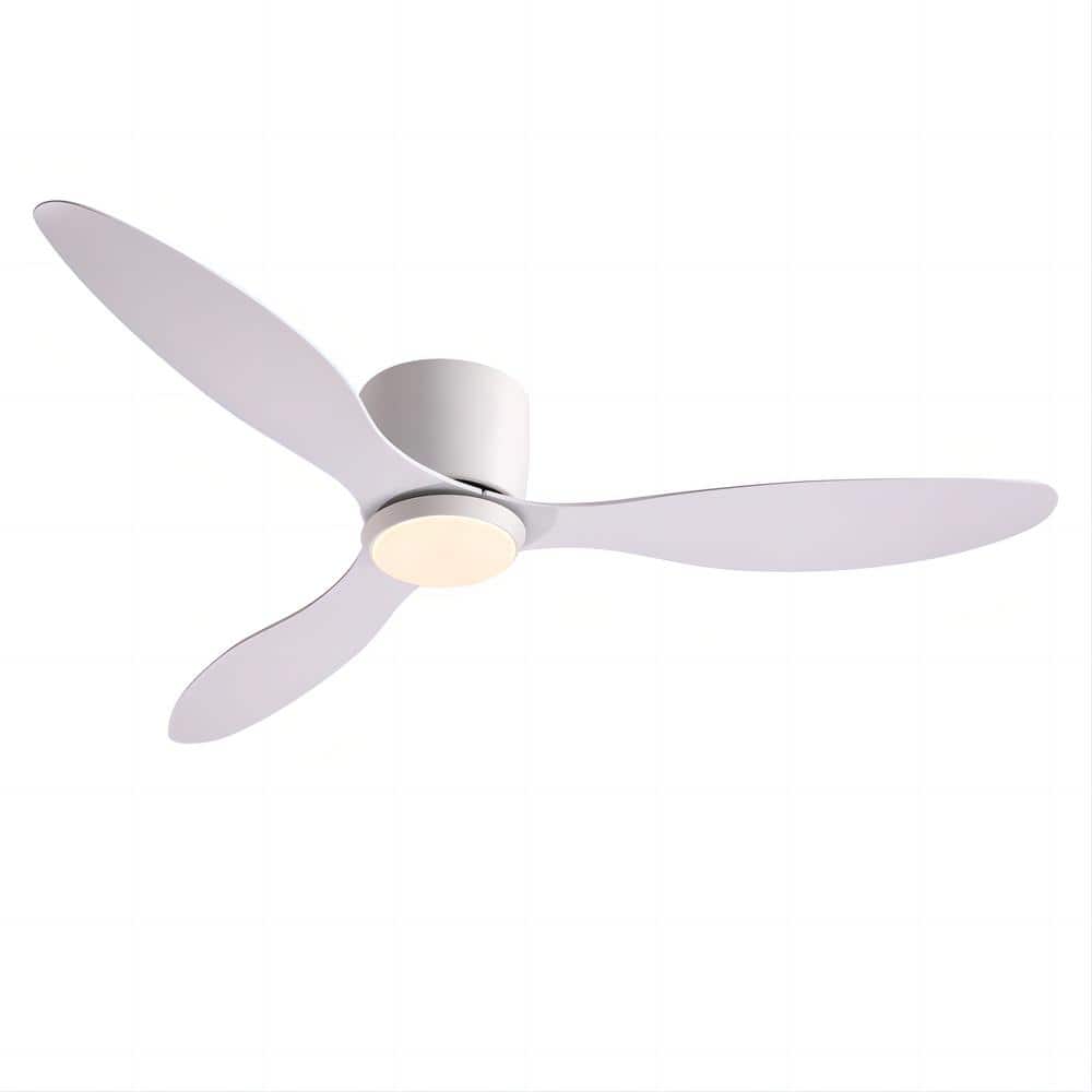 52 in. Smart Indoor White Low Profile 3 Blades Ceiling Fans with Dimmable Led Lights with Remote Included - Stu's Home Improvement Outlet