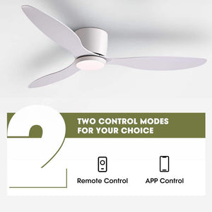 52 in. Smart Indoor White Low Profile 3 Blades Ceiling Fans with Dimmable Led Lights with Remote Included - Stu's Home Improvement Outlet