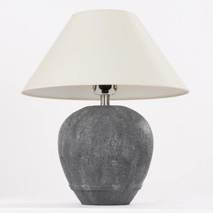 21.65 in. Dark Gray Ceramic Table Lamp Set and with White Fabric Bell Shade (Set of 2) - Stu's Home Improvement Outlet