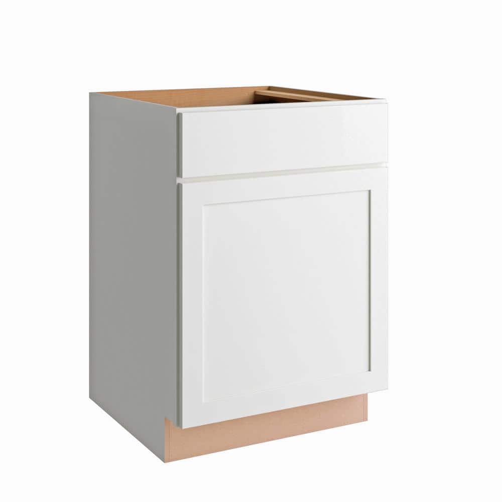 Courtland Shaker 24 in. W x 24 in. D x 34.50 in. H Assembled Base Kitchen Cabinet in Polar White - Stu's Home Improvement Outlet