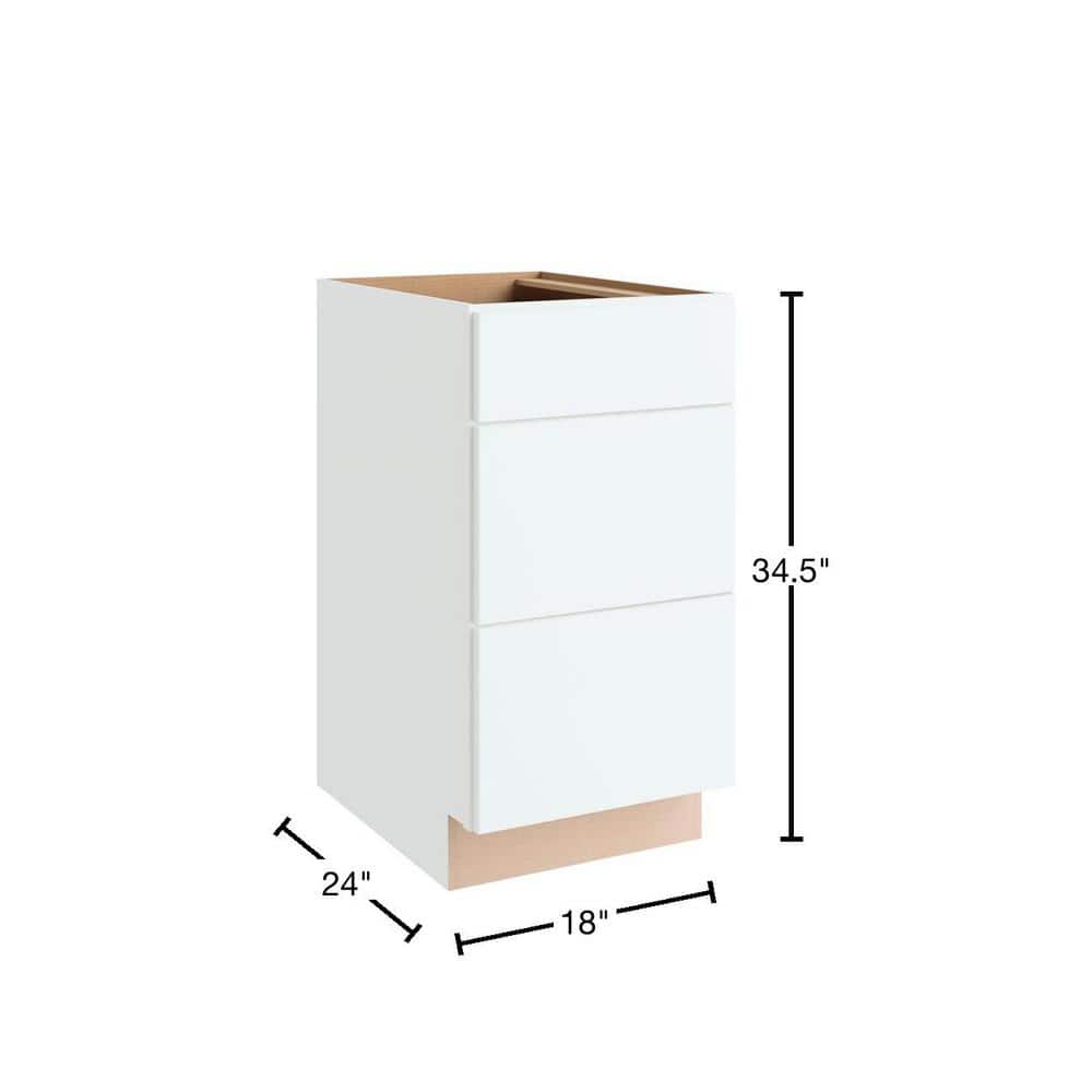 Courtland  18 in. W x 24 in. D x 34.5 in. H Assembled Shaker Drawer Base Kitchen Cabinet in Polar White