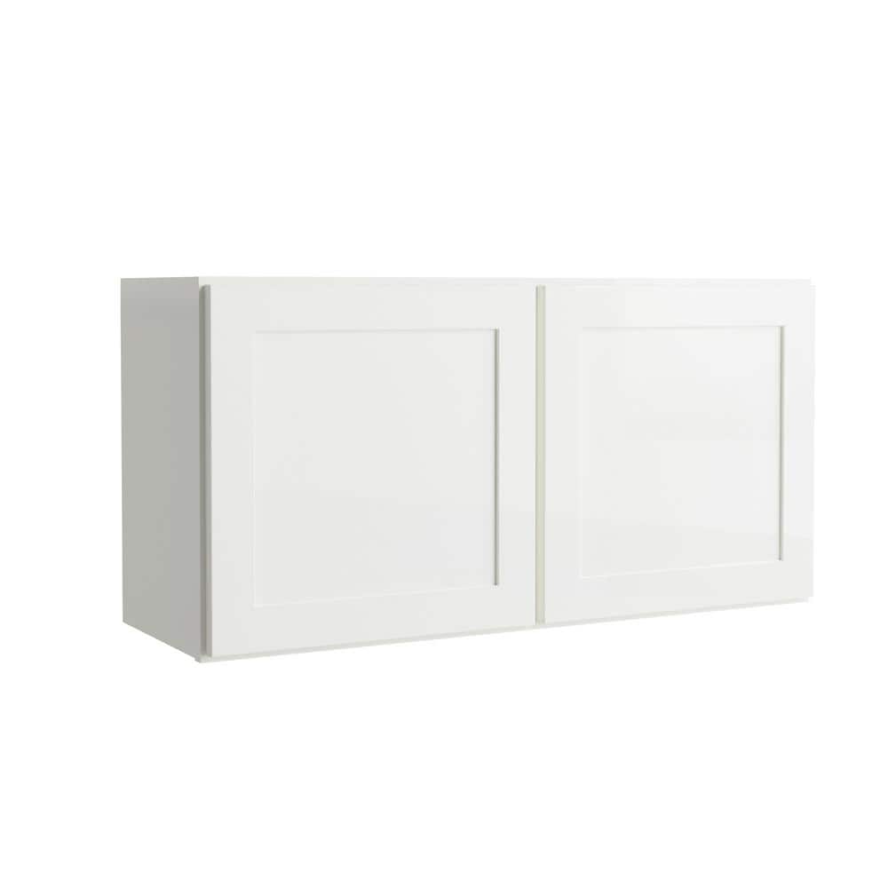 Courtland 36 in. W x 12 in. D x 18 in. H Assembled Shaker Wall Bridge Kitchen Cabinet in Polar White - Stu's Home Improvement Outlet