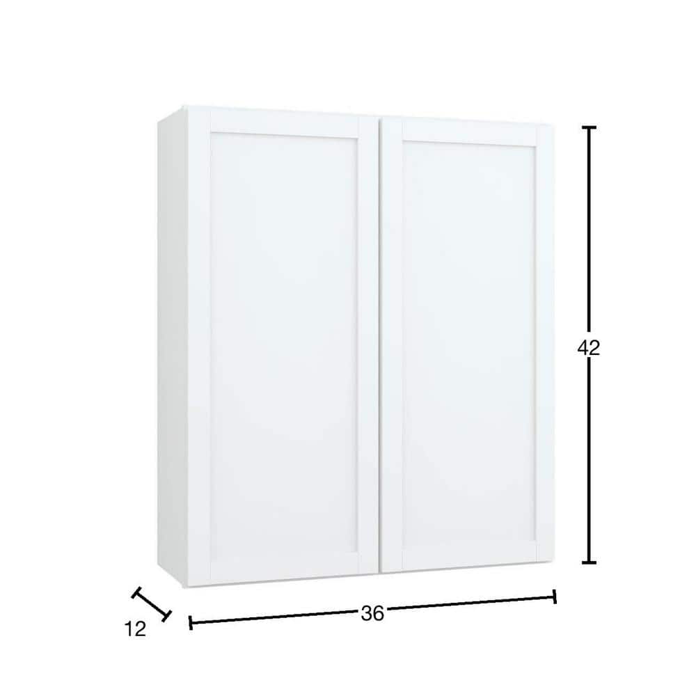 Courtland 36 in. W x 12 in. D x 42 in. H Assembled Shaker Wall Kitchen Cabinet in Polar White - Stu's Home Improvement Outlet