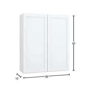 Courtland 36 in. W x 12 in. D x 42 in. H Assembled Shaker Wall Kitchen Cabinet in Polar White - Stu's Home Improvement Outlet