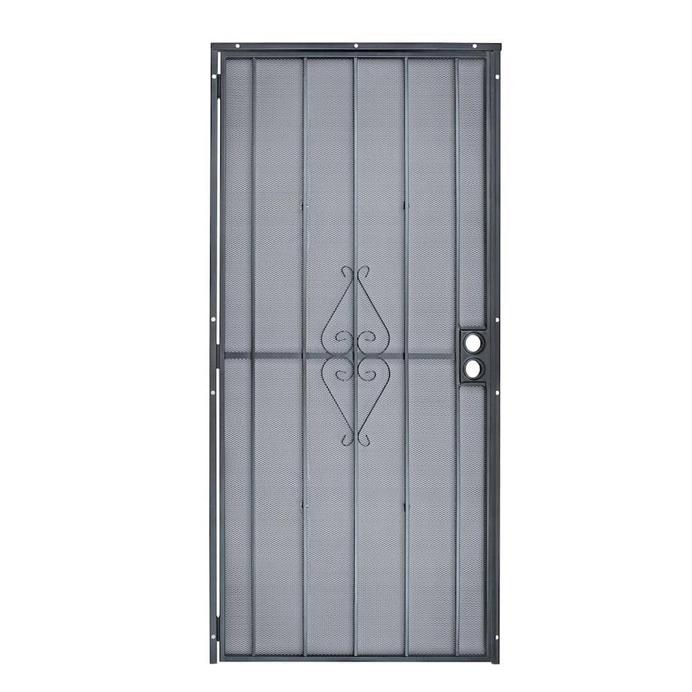 34 in. x 80 in. 808 Series Protector Black Surface Mount Steel Security Door with Expanded Steel Screen
