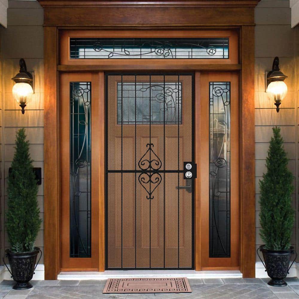 34 in. x 80 in. 808 Series Protector Black Surface Mount Steel Security Door with Expanded Steel Screen