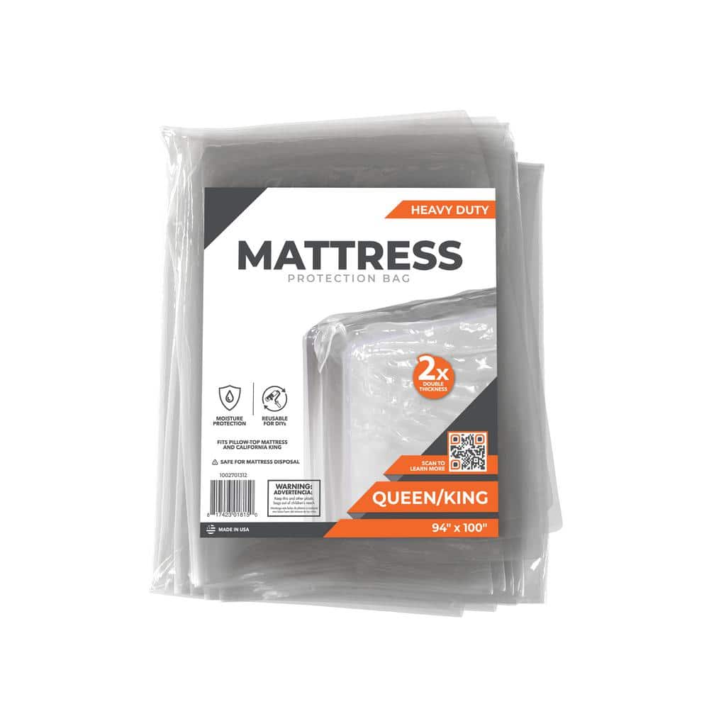 99 in. D x 77.5 in. H x 14 in. W Heavy - Duty Queen and King Mattress Bag (2 - Pack) - Stu's Home Improvement Outlet