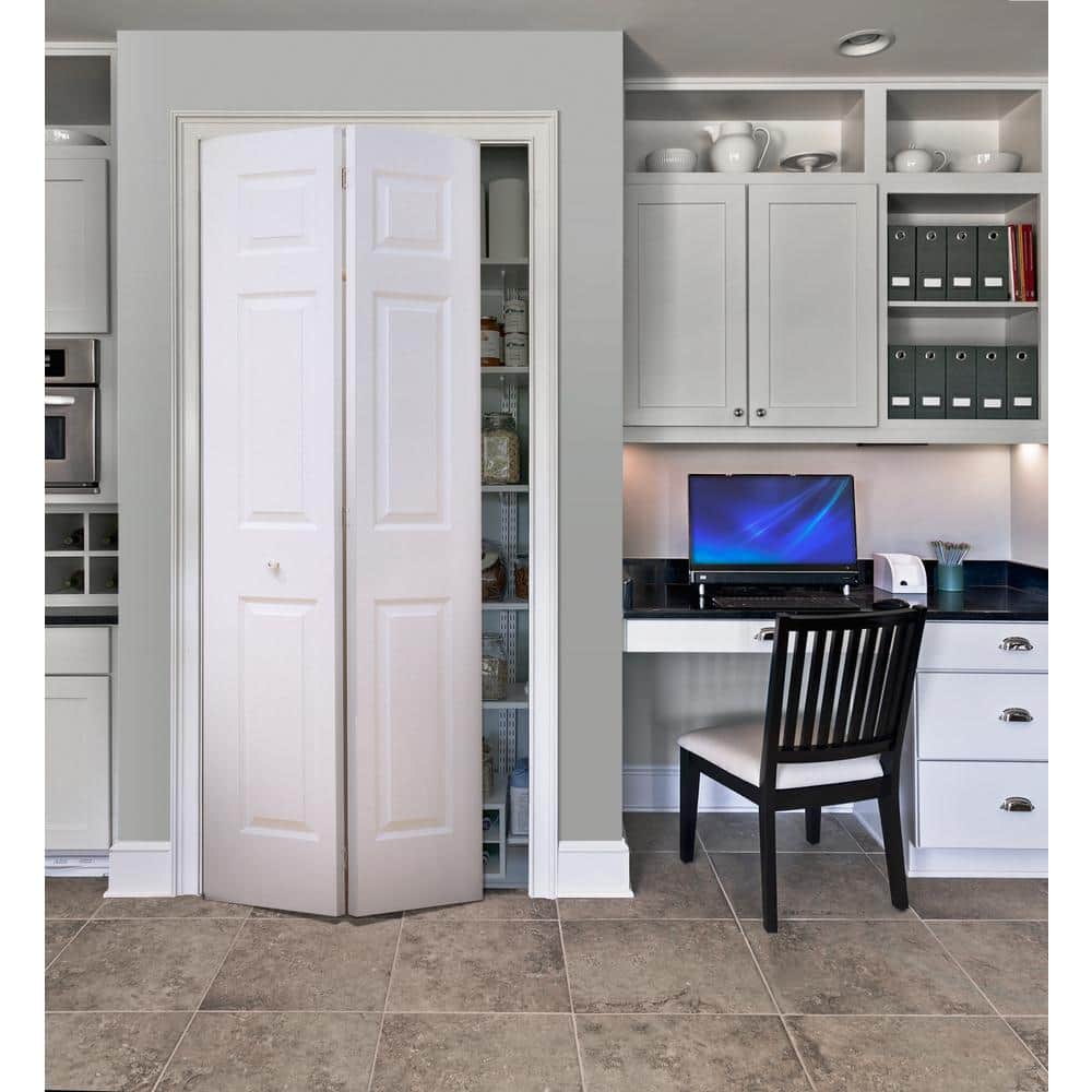 24 in. x 80 in. 6 Panel Colonist Primed Textured Molded Composite Hollow Core Closet Bi-Fold Door