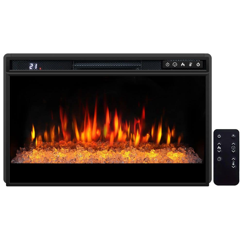 26 in. Recessed Electric Fireplace Inserts with Crystal,Remote Control,Timer,Black - Stu's Home Improvement Outlet