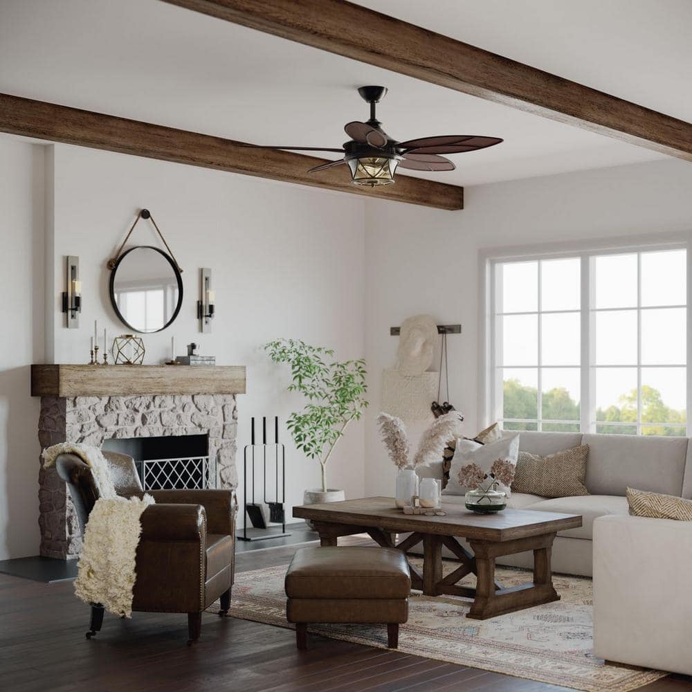 Alfresco 54 in. Indoor/Outdoor Bronze Coastal Ceiling Fan with 2700K Light Bulbs Included with Remote for Living Room - Stu's Home Improvement Outlet
