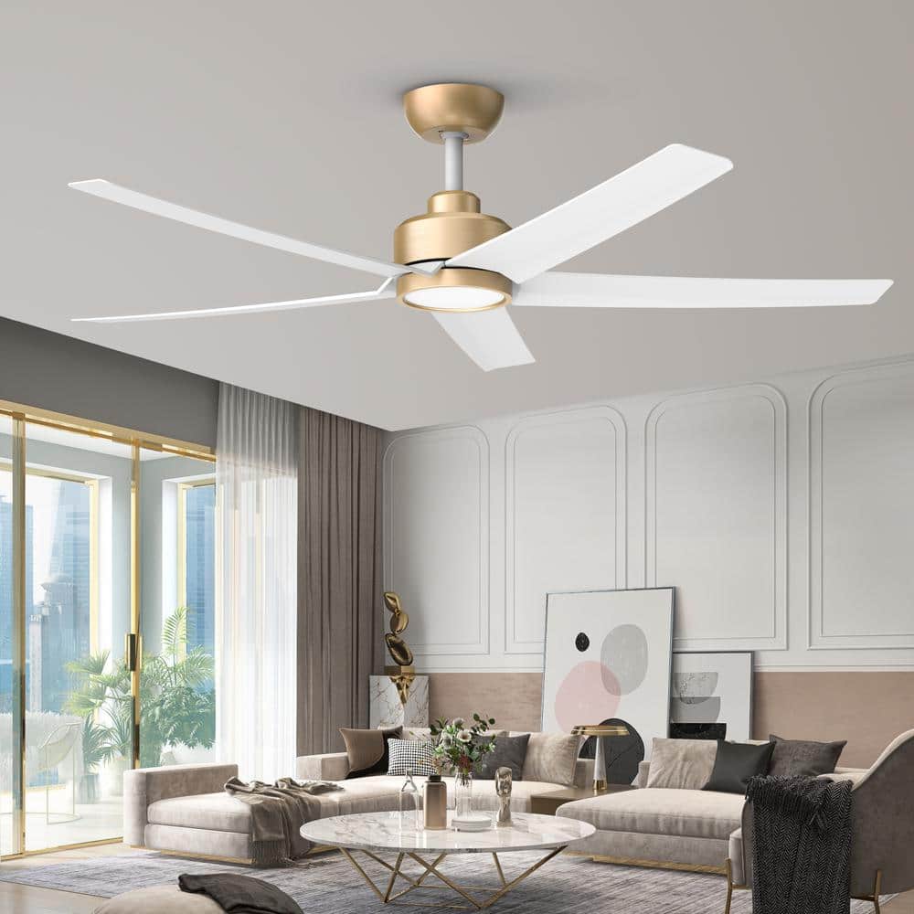 52 in. Indoor, Outdoor White LED Ceiling Fan with Remote, Reversible Quiet DC Motor and 5 Blades 3 CCT Light - Stu's Home Improvement Outlet