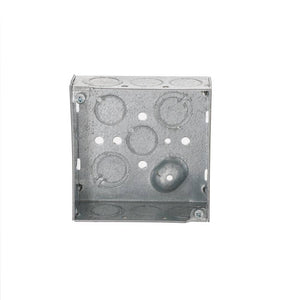 4 in. W x 1 - 1/2 in. D Steel Gray 2 - Gang Welded Square Box with Ten 1/2 in. KO's and Six TKO's, Raised Ground, 1 - Pack - Stu's Home Improvement Outlet