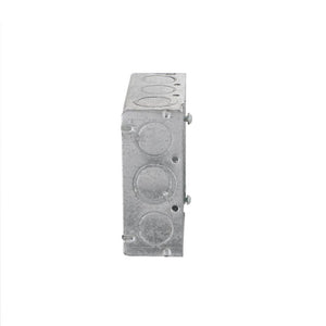 4 in. W x 1 - 1/2 in. D Steel Gray 2 - Gang Welded Square Box with Ten 1/2 in. KO's and Six TKO's, Raised Ground, 1 - Pack - Stu's Home Improvement Outlet