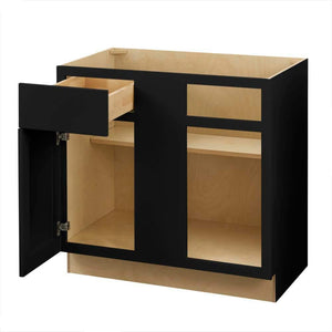 Avondale 36 in. W x 24 in. D x 34.5 in. H Ready to Assemble Plywood Shaker Blind Corner Kitchen Cabinet in Raven Black - Stu's Home Improvement Outlet