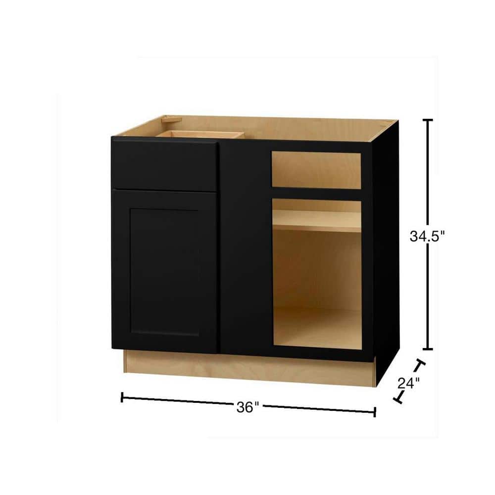 Avondale 36 in. W x 24 in. D x 34.5 in. H Ready to Assemble Plywood Shaker Blind Corner Kitchen Cabinet in Raven Black - Stu's Home Improvement Outlet