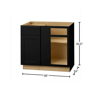 Avondale 36 in. W x 24 in. D x 34.5 in. H Ready to Assemble Plywood Shaker Blind Corner Kitchen Cabinet in Raven Black - Stu's Home Improvement Outlet