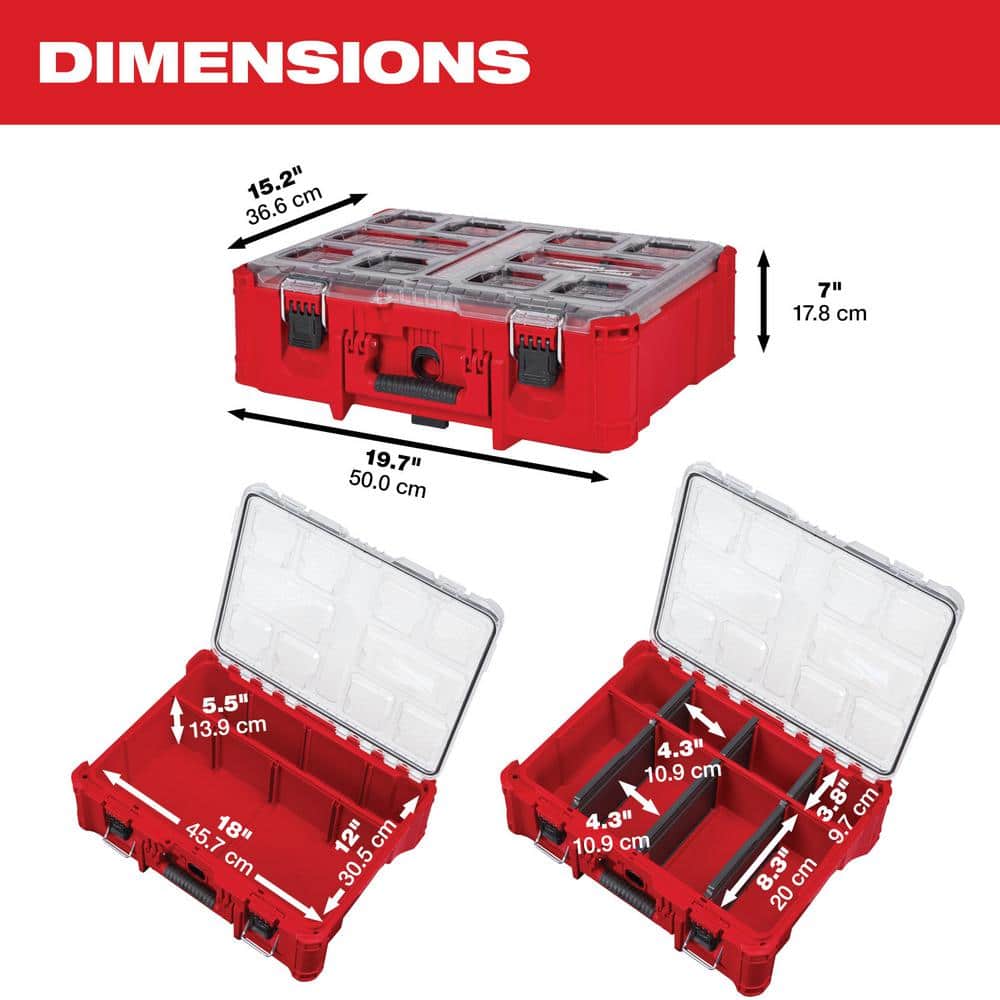 PACKOUT 20 in. Deep Small Parts Organizer with 6 Compartments and Quick Adjust Dividers - Stu's Home Improvement Outlet