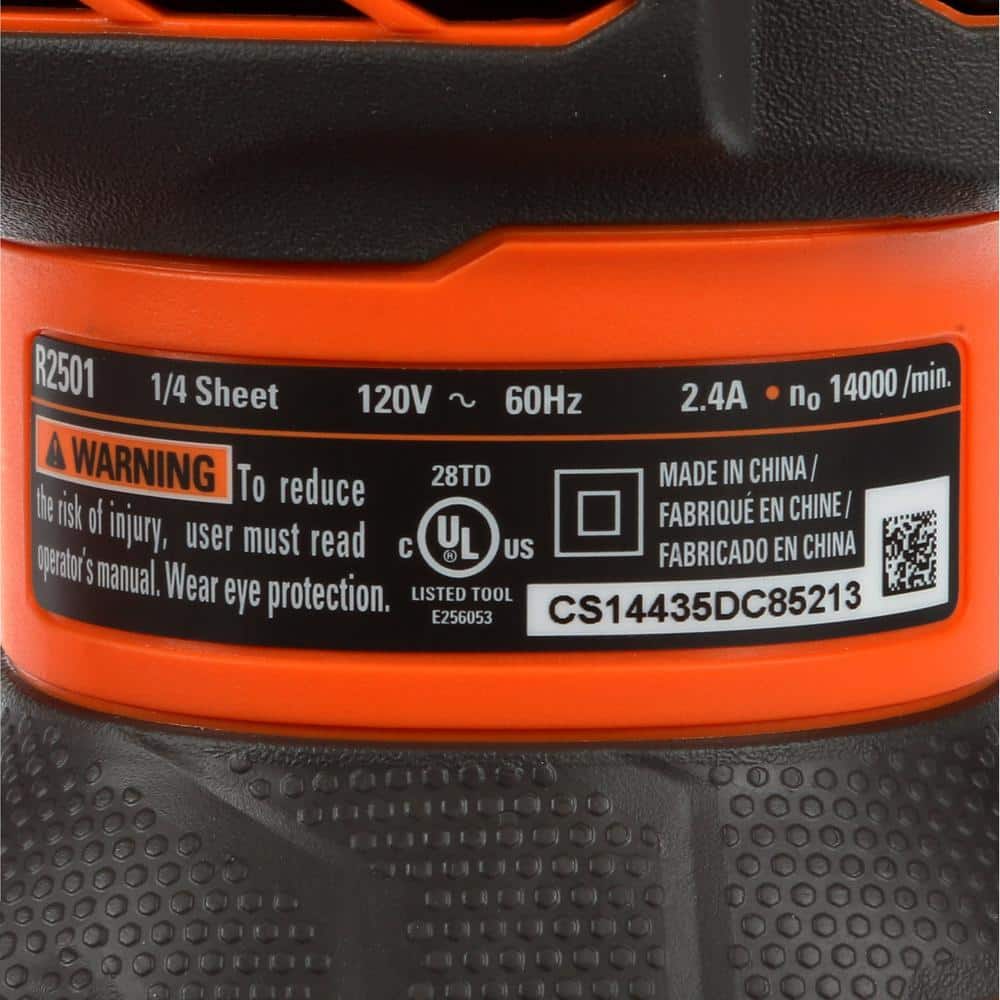 RIDGID 2.4 Amp Corded 1/4 Sheet Sander with AIRGUARD Technology - Stu's Home Improvement Outlet