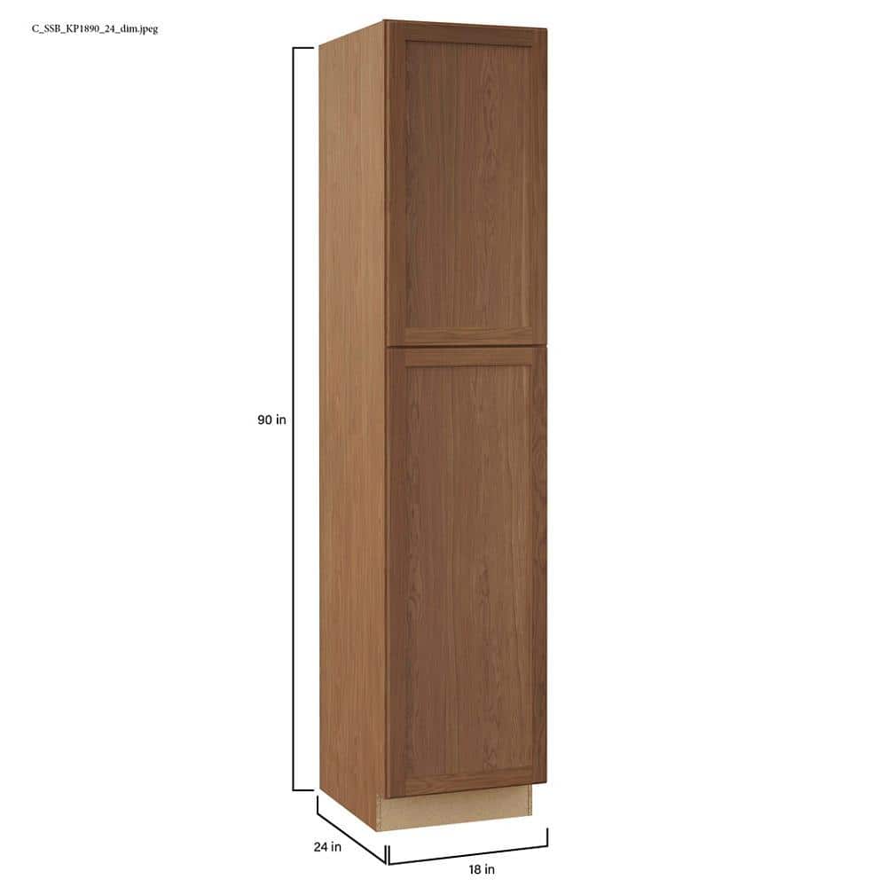Sinclair 18 in. W x 24 in. D x 90 in. H Assembled Pantry Cabinet in Shaker Saddle Oak - Stu's Home Improvement Outlet