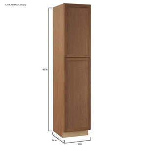 Sinclair 18 in. W x 24 in. D x 90 in. H Assembled Pantry Cabinet in Shaker Saddle Oak - Stu's Home Improvement Outlet