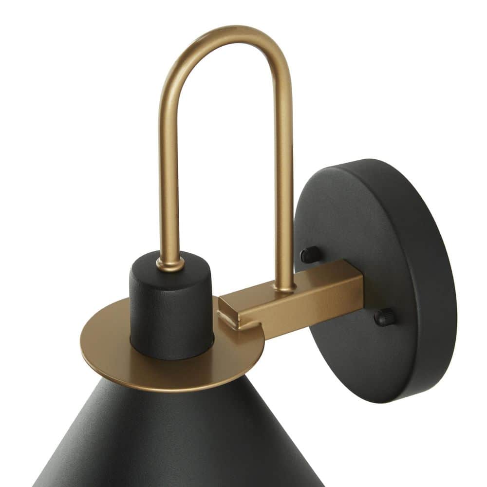 Cagney 12.37 in. Modern 1 - Light Sand Black with Gold Hardwired Barn Light Outdoor Wall Light Sconce - Stu's Home Improvement Outlet