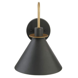 Cagney 12.37 in. Modern 1 - Light Sand Black with Gold Hardwired Barn Light Outdoor Wall Light Sconce - Stu's Home Improvement Outlet