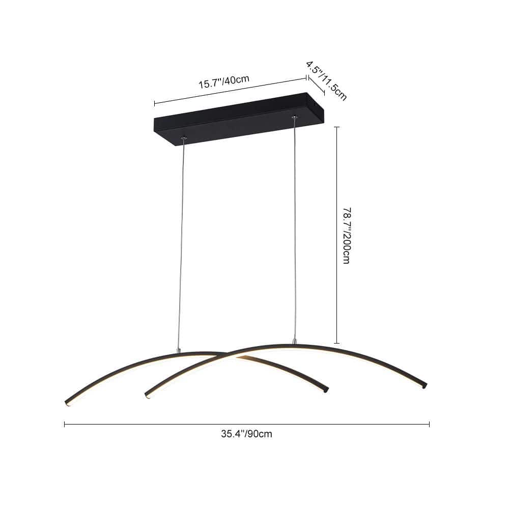 Y'INSP 2 Light Dimmable Integrated LED Sand Black Linear Chandelier Modern Pendant Light Fixture Aluminum Island Lighting Lamp - Stu's Home Improvement Outlet