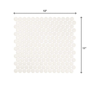 Restore Satin White 10 in. x 11 in. Glazed Ceramic Penny Round Mosaic Wall Tile (8.3 sq. ft./Case) - Stu's Home Improvement Outlet