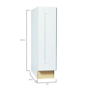 Hampton Bay Shaker 9 in. W x 24 in. D x 34.5 in. H Assembled Base Kitchen Cabinet in Satin White - Stu's Home Improvement Outlet
