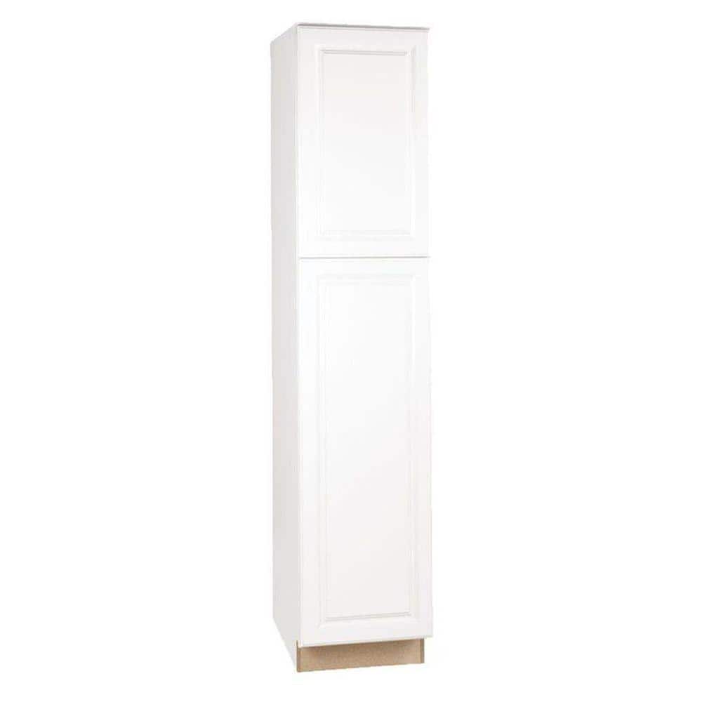Hampton Bay Hampton 18 in. W x 24 in. D x 84 in. H Assembled Pantry Kitchen Cabinet in Satin White