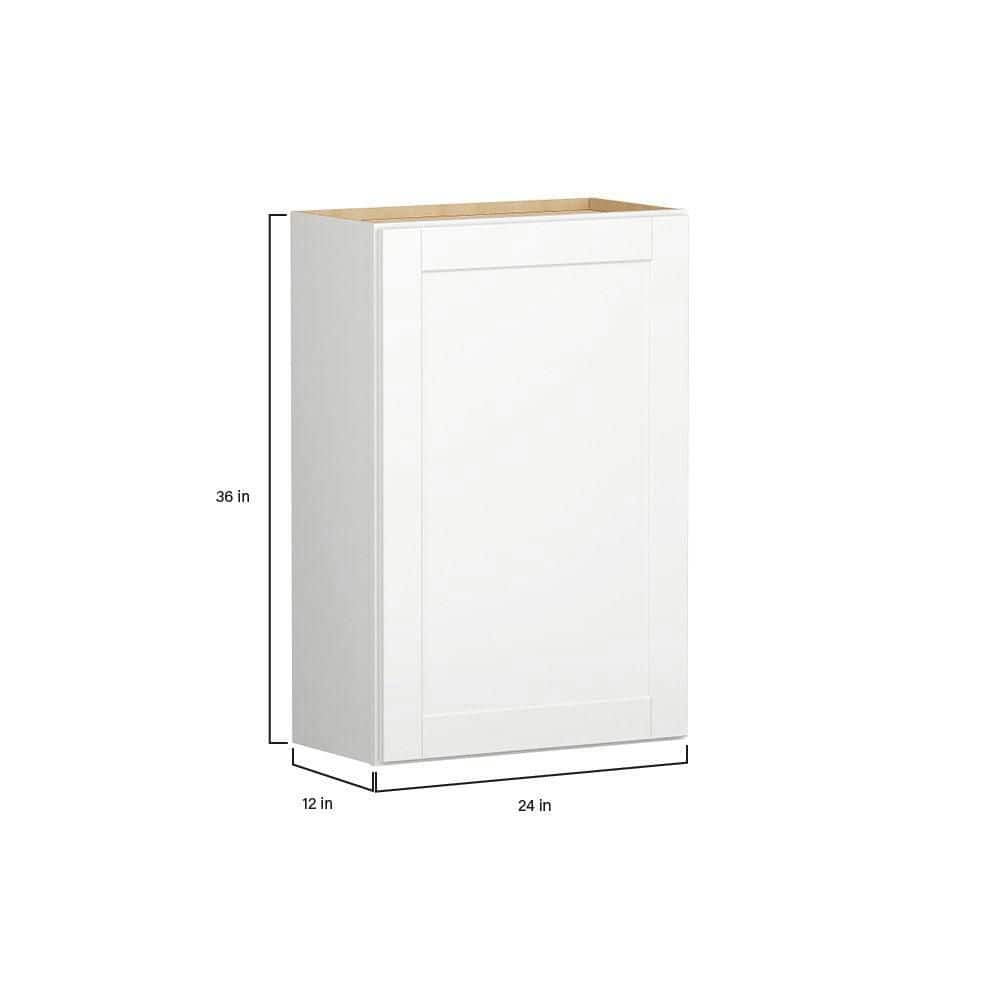 Hampton Bay Shaker 24 in. W x 12 in. D x 36 in. H Assembled Wall Cabinet in Satin White - Stu's Home Improvement Outlet