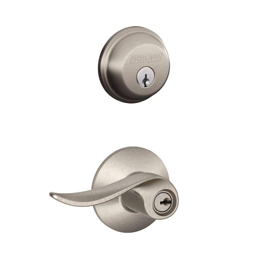 Schlage Sacramento Satin Nickel Single Cylinder Deadbolt and Keyed Entry Door Handle Combo Pack - Stu's Home Improvement Outlet