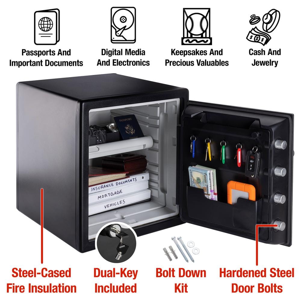 1.2 cu. ft. Fireproof & Waterproof Safe with Dial Combination Lock and Dual Key