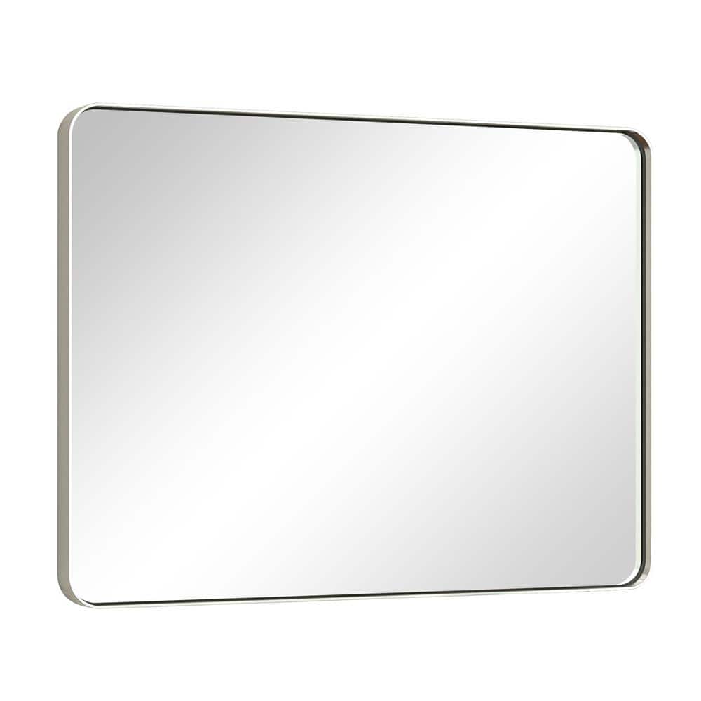 40 in. W. x 30 in. H Modern Rectangular Silver Gray Aluminum Framed Wall Bathroom Vanity Mirror - Stu's Home Improvement Outlet