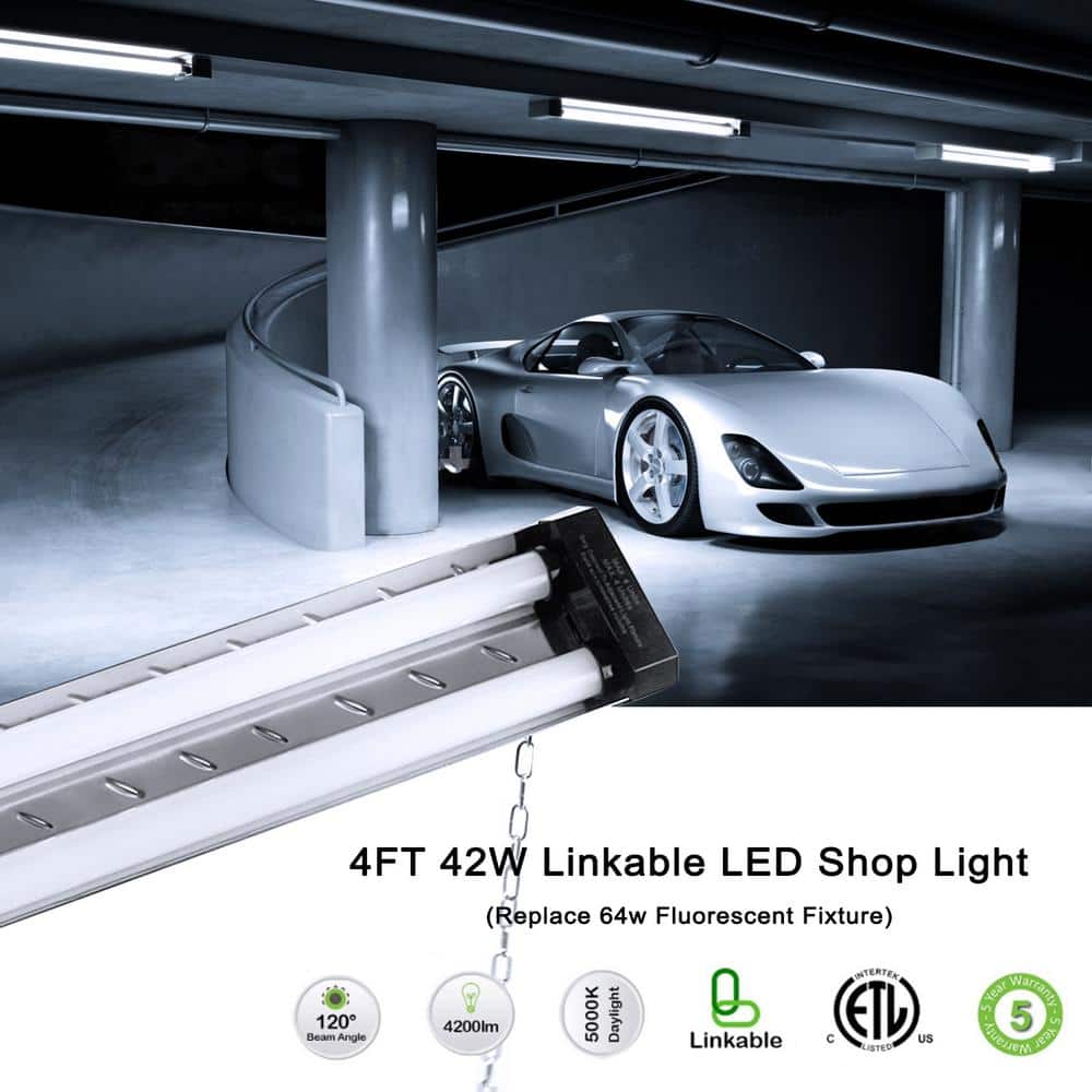 4 ft. 250 - Watt Equivalent Integrated LED Linkable Pattern Diamond Plate Silver Shop Light - Stu's Home Improvement Outlet